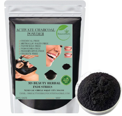 Beautoherb Glow Charcoal Powder for face pack cleaning(400 g)