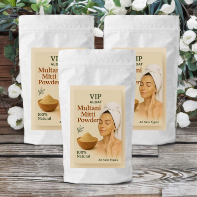 VIP ALDAT Pure Clay Multani Mitti 3 Pack – Natural Detox and Bright Skin Touch(450 g)