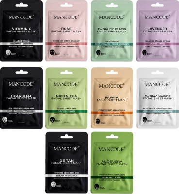 MANCODE Facial sheet Mask for Skin Lightening, Glowing, Nourishing and Brightening(250 ml)