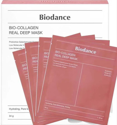 BIODANCE Bio-Collagen Real Deep , Hydrating Overnight, Mask (pack of 4}(34 g)