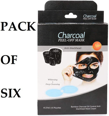 GFSU Naturals Charcoal Peel Off Mask Pouches (Pack of 6 Pouches 27 ml Each)(162 ml)