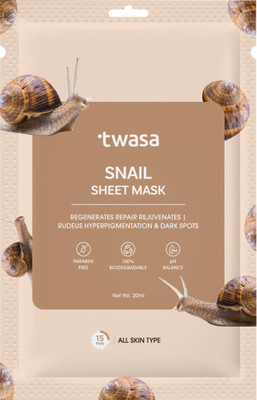 Twasa Snail Sheet Mask For Skin Hydration | Face Sheet Mask For Dull Skin & Fine Lines(20 ml)