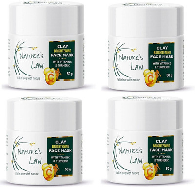 Nature's Law Vitamin C Brightening Clay Face Mask Pack of 4(200 g)
