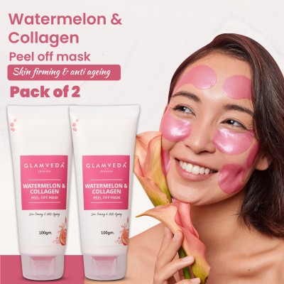 GLAMVEDA Watermelon & Collagen Skin Firming & Anti Ageing Peel off Mask ( Pack Of 2 )(200 g)