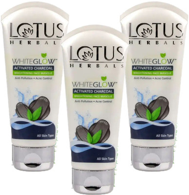 LOTUS HERBALS WhiteGlow Activated Charcoal Brightening Face Masque ( Pack of 3 ) ( 100g * 3 )(300 g)