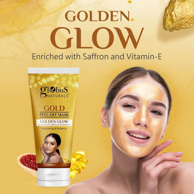 Globus Naturals Golden Glow Peel Off Mask|Removes Blackhead|Anti-Aging|Lightening,Brightening(100 g)