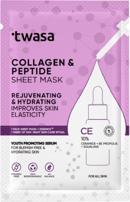Twasa Collagen & Peptide Face Sheet Mask | Korean Face sheet Mask for Radiant Skin(20 g)