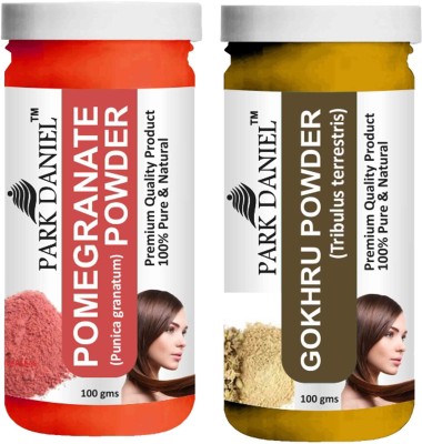 PARK DANIEL Premium Pomegranate Powder & Gokhru Powder Combo Pack of 2 Bottles of 100 gm (200 gm )(200 g)