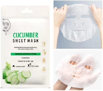 EVERERIN Cucumber Facial Sheet Mask for Skin Glowing Brightening Men and Women(20 g)