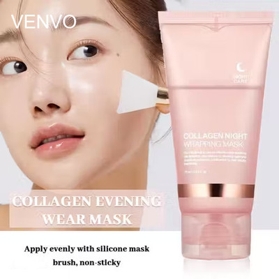 venvo Collagen Overnight Peel Off Mask With Brush for Brightening Skin(100 ml)