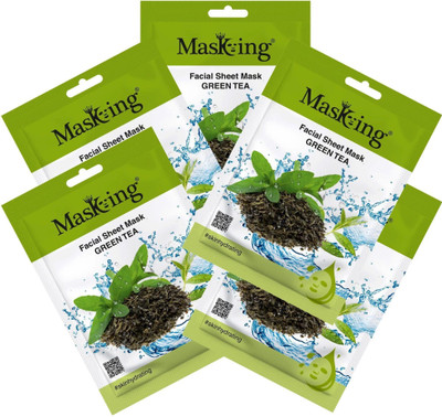 MasKing Beauty Facial Sheet Mask Green Tea Pack Of 5(100 ml)
