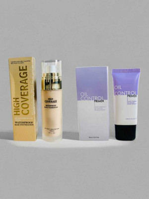 A PERFECT EDGE Oil Free Face Makeup Primer 20ML& Foundation 60ML For Face Makeup Coverage Combo(80 ml)