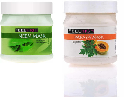 feelhigh Face Neem Mask 500ml And Papaya Mask 500ml(1000 ml)