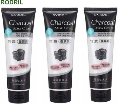 rodril CHARCOAL MASK PEEL OFF FOR PIMPLES AND BLACKHEADS PACK OF 3(390 ml)