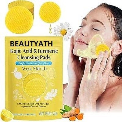 BEAUTYATH Kojic Acid & Turmeric Skin Glow Pads | Detox, Cleanse & Purify(60 g)
