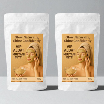 VIP ALDAT Multani Mitti Herbal Glow Natural Brightness Fresh Radiance Skin Pack 2 (2×450g)(900 g)