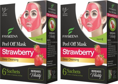 Fayseena Strawberry Peel Off Mask For Deep Cleansing, Increases Vitality- 12 Sachets(240 ml)