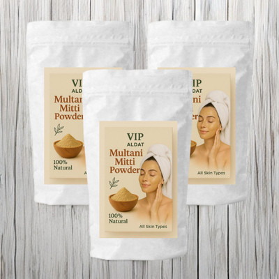 VIP ALDAT Desi Glow Multani Mitti 3 Pack – Pure Skin Brightness and Fresh Touch(450 g)