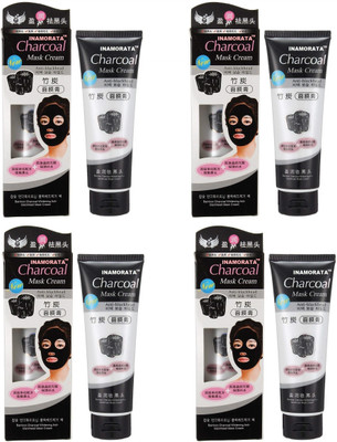 INAMORATA Charcoal Face Mask Daily Pollution Free Skin, Black Head Remove, Deep Cleansing, Oil Control (Pack of 4) (520 G)  (520 g)(520 g)
