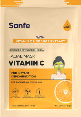 Sanfe Instant Depigmentation Vitamin C Facial Mask | For radiant & glowing skin(25 ml)
