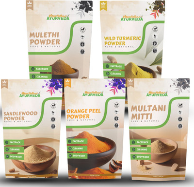 Murlidhar Herbal Ubtan Powder Combo – Multani, Mulethi, Sandalwood, Orange, Turmeric(500 g)