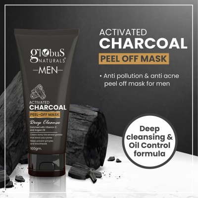 Globus Naturals Anti Pollution & Anti Acne Charcoal Peel Off Mask, For Men(100 g)