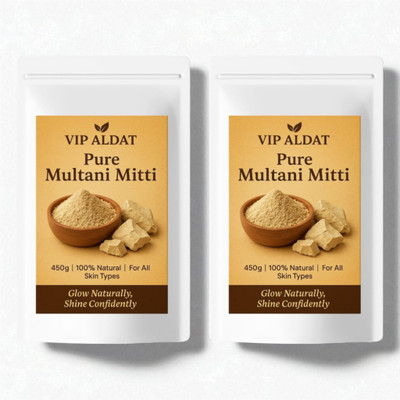 VIP ALDAT Pure Multani Mitti Glow Herbal Radiant Skin Detox Pack (450g × 2 = 900g)(900 g)