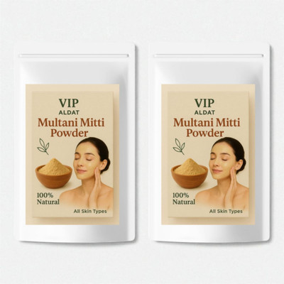 VIP ALDAT Multani Mitti Glow Radiance Herbal Clay for Bright Complexion (2 × 400g)(800 g)