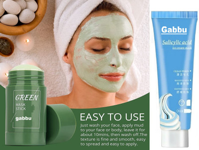 GABBU Face mask Combo pack of 2 ice cream mask & Green stick.(160 g)