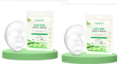 tanvi27 Combo Aleo vera Face Sheet Mask With Serum For Women and Men(40 g)