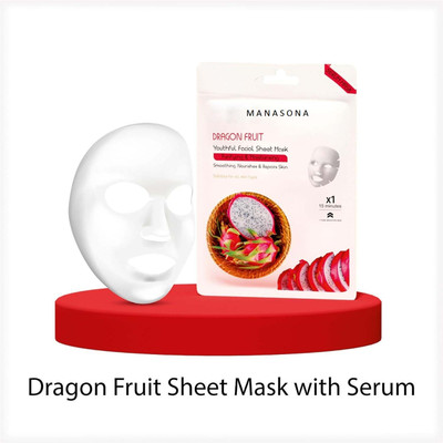 manasona Dragon Fruit Face Sheet Mask With Serum For Women and Men | All Skin Types(20 g)