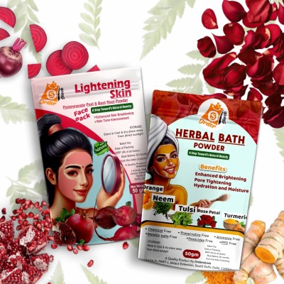 Ordershock Lightening & Herbal Bath powder Combo Face Skin Care Powder(100 g)