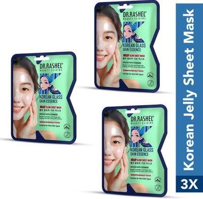 DR.RASHEL Korean Jelly Glow Sheet Mask with Ceramide | Dewy & Nourished Skin (Pack of 3)(75 g)