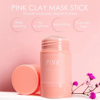 WOONGMI Pink Purifying Clay Stick Mask Face Moisturizes Oil Control Deep Clean(40 g)