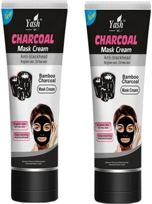 Yash Herbal Bamboo Charcoal Mask Cream for Anti- Blackhead, Brighten, Oil Free(130g each)(260 g)