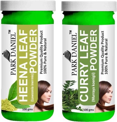 PARK DANIEL Premium Henna Leaf Powder & Curry Leaf Powder Combo Pack of 2 Bottles of 100 gm (200 gm )(200 g)