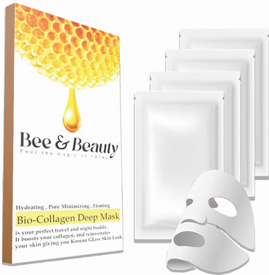 BEE BEAUTY Bio-Collagen Real Deep Mask - Hydrating Overnight Solution - 38g X 4 Units(152 g)