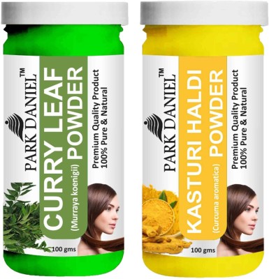 PARK DANIEL Premium Curry Leaf Powder & Kasturi Haldi Powder Combo Pack of 2 Bottles of 100 gm (200 gm )(200 g)
