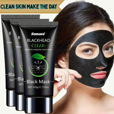 Sonavi Bamboo Charcoal Black Mask for Face - Removes Tan, Dirt & Pollution from Skin(180 g)