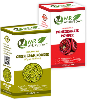 MR Ayurveda Green Gram Powder and Pomegranate Peel Powder - Set of 2(200 g)