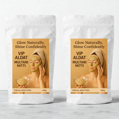 VIP ALDAT Multani Mitti Herbal Glow Organic Detox Bright Skin Radiance Pack 2 (2×450g)(900 g)