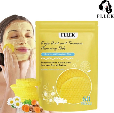 FLLEK kojic acid and turmeric cleansing 60 pads-PM Face Wash(100 g)