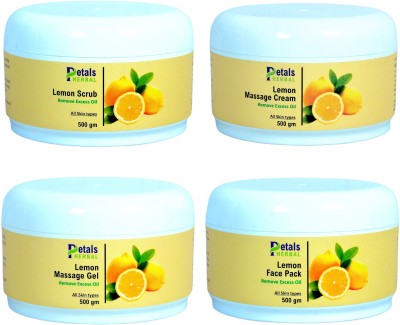 Petals Herbal Lemon Facial Kit 2Kg | Facial Scrub | Massage Cream | Massage Gel | Face Pack(2000 g)