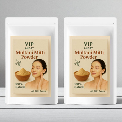 VIP ALDAT Two-In-One Herbal Multani Clay Pack With Lemon Oil And Tulsi For Clear Skin(450 g)