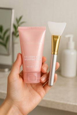 AASAKT New Collagen Overnight Peel Off Facial Mask Pack with 1 Applicator Brush(75 g)