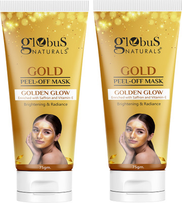 Globus Naturals Gold Peel Off Mask For Golden Glow, Enriched with Saffron & Vitamin-E, Pack of 2(150 g)