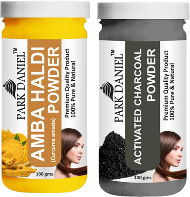 PARK DANIEL Premium Amba Haldi Powder & Activated Charcoal Powder Combo Pack of 2 Bottles of 100 gm (200 gm )(200 g)