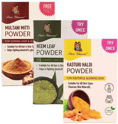Paris Glamour Combo of Neem Leaf | Multani Mitti | Kasturi Haldi Powder Facepack (3*100g Each)(300 g)