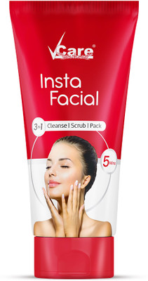 Vcare Insta Facial 3 in 1 Cream for Face Cleanse, Scrub and Face Pack - 50gm Pack of 1(50 g)