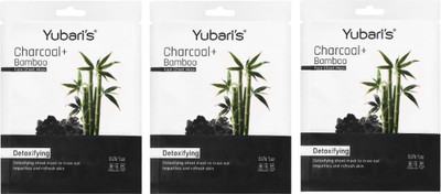 Yubari's Charcoal and Bamboo Detoxifying Face Sheet Mask| Pack of 3|20ml Each(60 ml)
